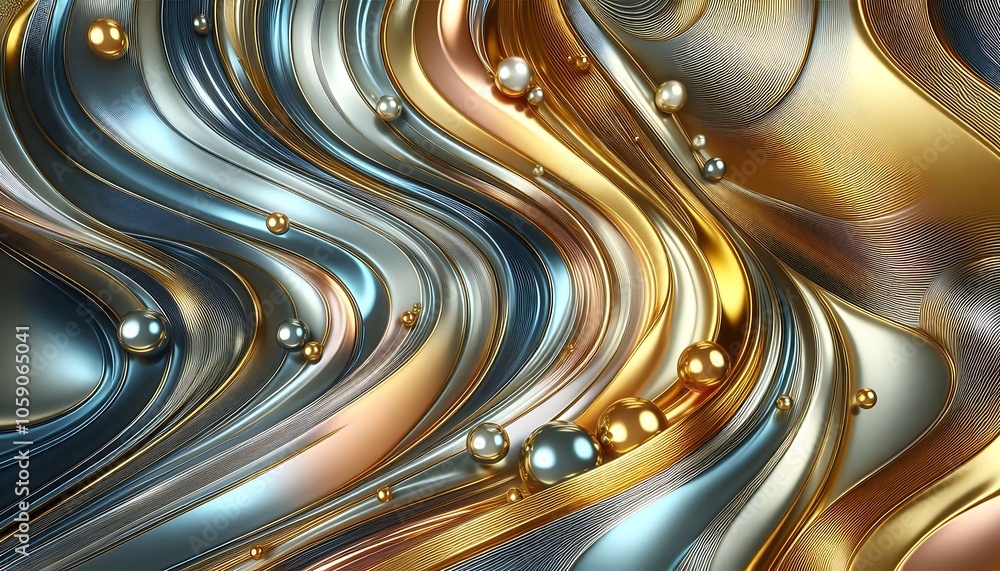 Shiny metallic texture with gold, silver, and iridescent hues blending smoothly for a modern background,generative ai Shiny metallic texture with gold, silver, and iridescent hues blending smoothly for a modern background,generative ai