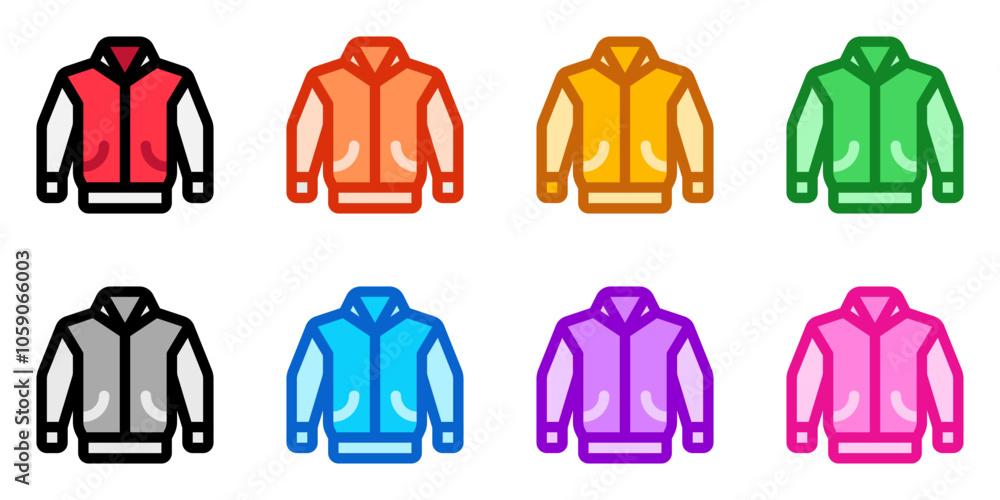 Editable varsity jacket vector icon. Clothing, fashion, apparel. Part of a big icon set family. Perfect for web and app interfaces, presentations, infographics, etc Editable varsity jacket vector icon. Clothing, fashion, apparel. Part of a big icon set family. Perfect for web and app interfaces, presentations, infographics, etc