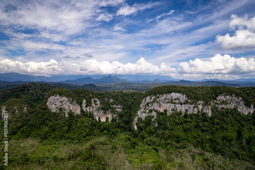 Limestone hills and caves in Merapoh, Malaysia