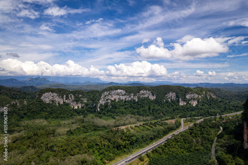 Limestone hills and caves in Merapoh, Malaysia