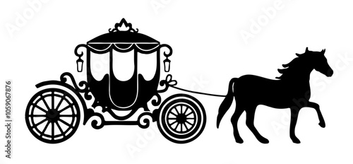 cinderella carriage silhouette and line art