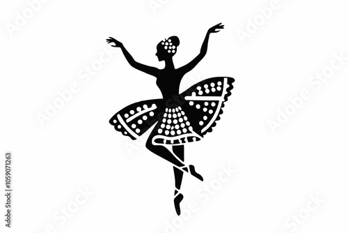 Elegant Ballerina Silhouette Vector in Dance Pose