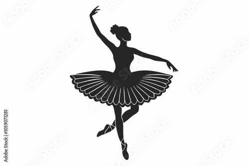 Elegant Ballerina Silhouette Vector in Dance Pose