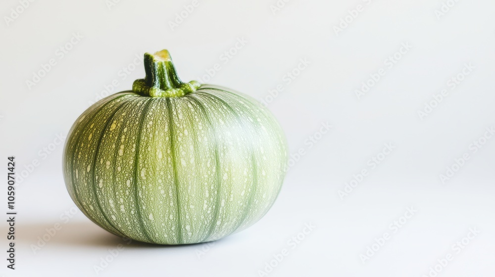 Green Striped Pumpkin on White Background Green Striped Pumpkin on White Background