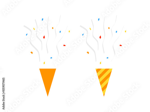 フラットパーティークラッカーアイコンセット：黄色