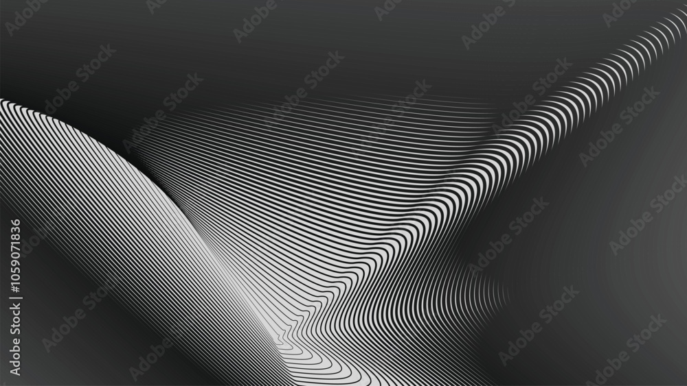 Naklejka premium Black and white line circle abstract background for backdrop or fabric style