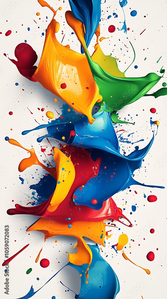 Colorful Paint Splashes and Drips on White Background Colorful Paint Splashes and Drips on White Background