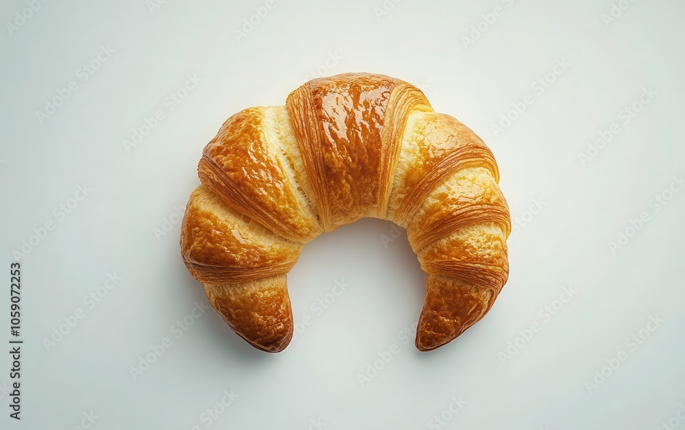 Minimalistic style photograph of a croissant on a pure white background, isolated with a precise clipping path. Minimalistic style photograph of a croissant on a pure white background, isolated with a precise clipping path.