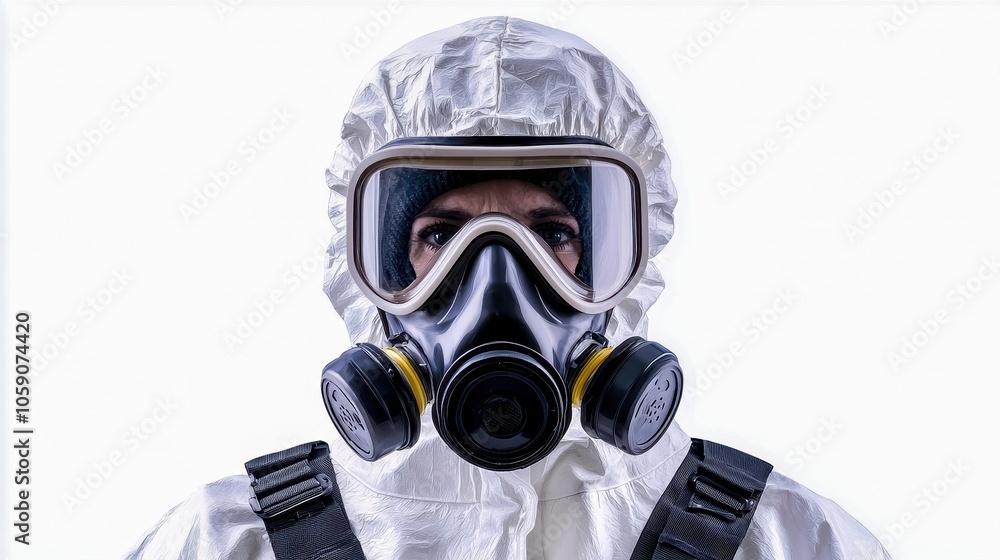 A cleanup specialist performing air quality tests after biohazard removal to ensure safe conditions. A cleanup specialist performing air quality tests after biohazard removal to ensure safe conditions.