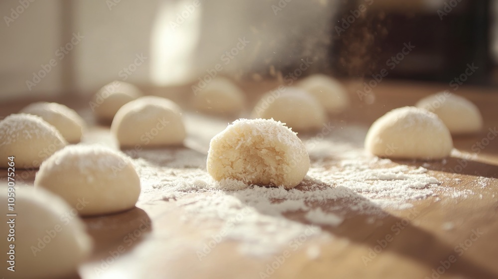 Fresh Dough on a Wooden Surface in Kitchen Setting Fresh Dough on a Wooden Surface in Kitchen Setting