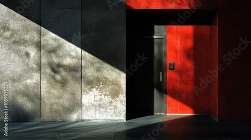 Minimalist Architecture: Red and Grey