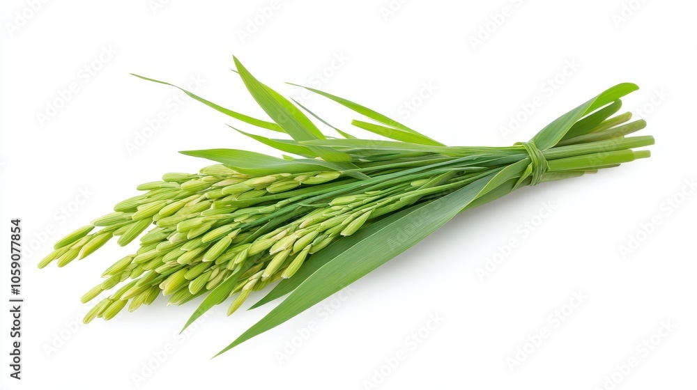 Fototapeta premium Fresh Green Rice Sprouts with Leaves