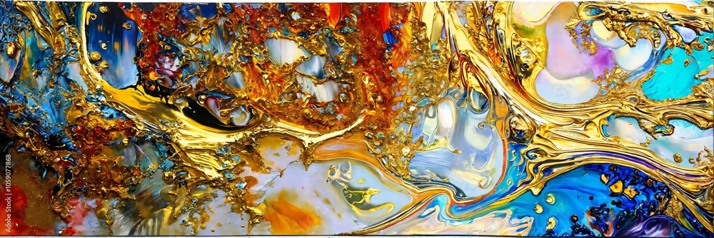 Colorful abstract painting oil and water with 3d golden 24k Colorful abstract painting oil and water with 3d golden 24k
