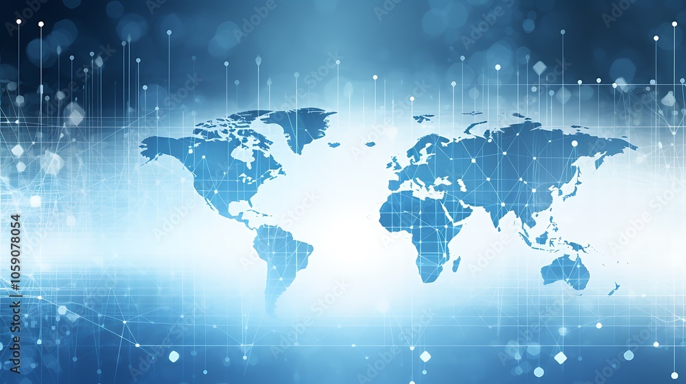 Obraz premium Global Network Connection Subtle Blur Background with Space for Custom Text