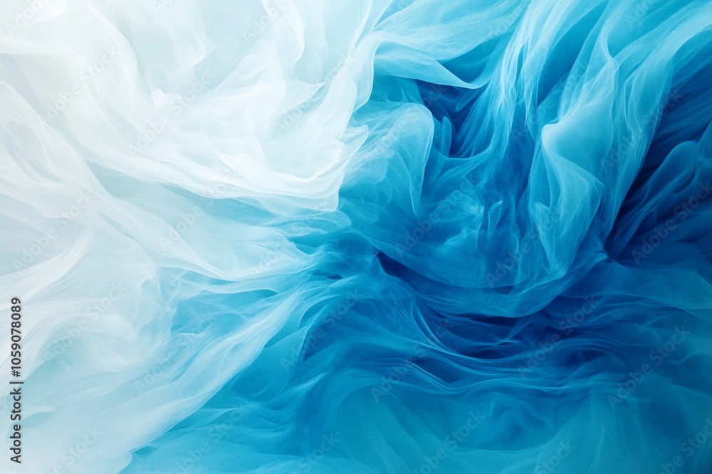 Fototapeta premium Elegant Blue and White Abstract Silk Texture - Trendy Flowing Fabric Background for Modern Design