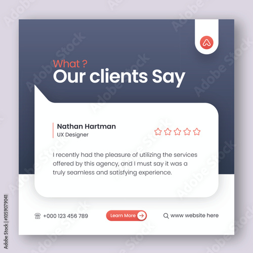 Customer feedback testimonial social media post web banner template	
