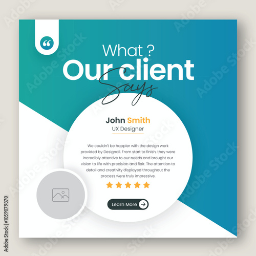 Customer feedback testimonial social media post web banner template	
