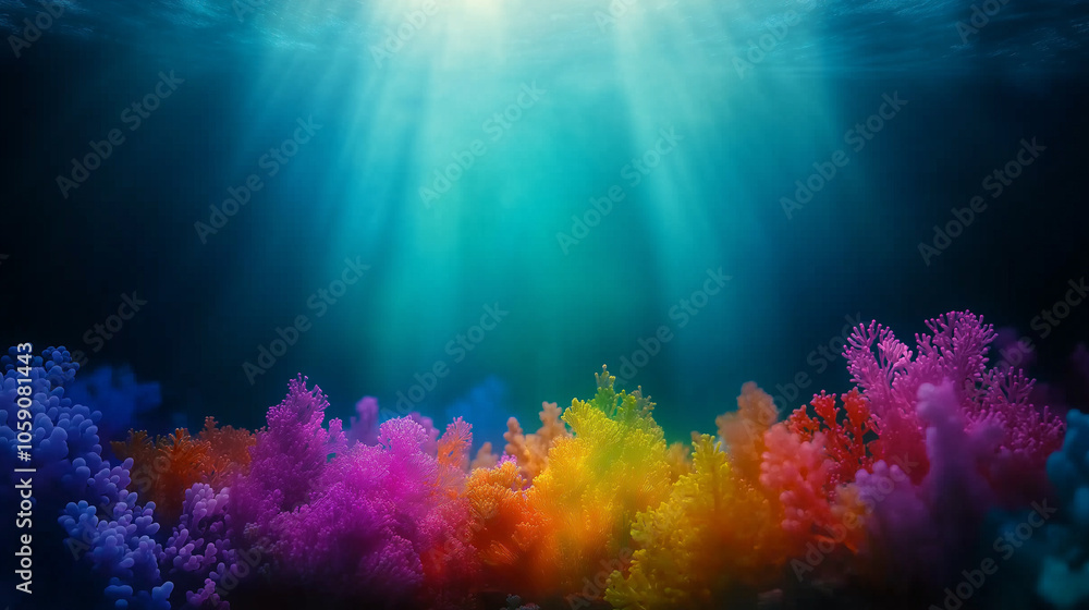 Fototapeta premium Colorful Coral Reef Alive with Neon Fish and Corals