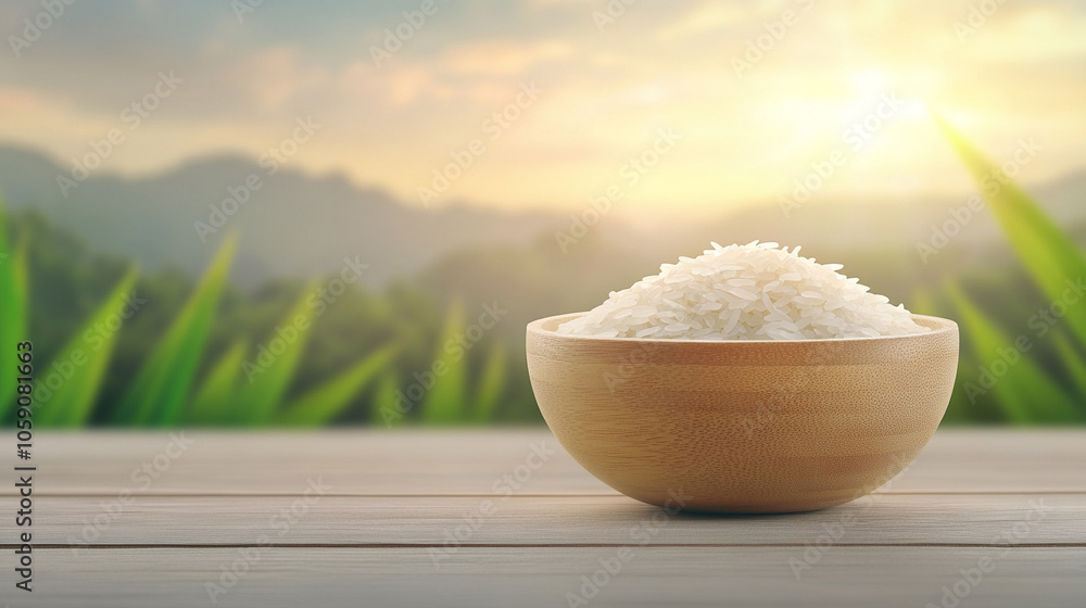 Organic rice grains in a wooden bowl, surrounded by natural elements, vibrant lighting
Organic rice grains in a wooden bowl, surrounded by natural elements, vibrant lighting