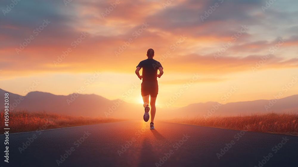 Fototapeta premium Person at the start of a marathon, symbolizing the beginning of a new journey 