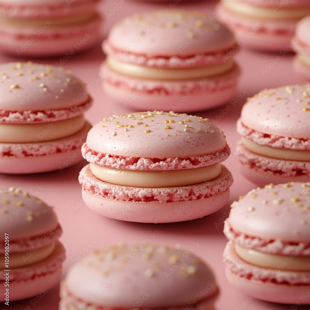 Cute Pink Macarons on Pastel Background Cute Pink Macarons on Pastel Background