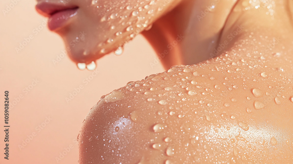 Fototapeta premium Woman with water drops on her body.
