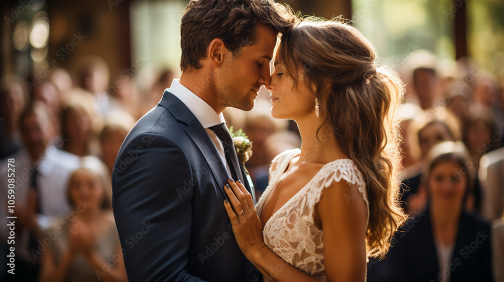 Cherished Nuptial Moment. Wedding Finale Kiss Cherished Nuptial Moment. Wedding Finale Kiss