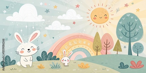 minimalist cute cartoon sunny background photo