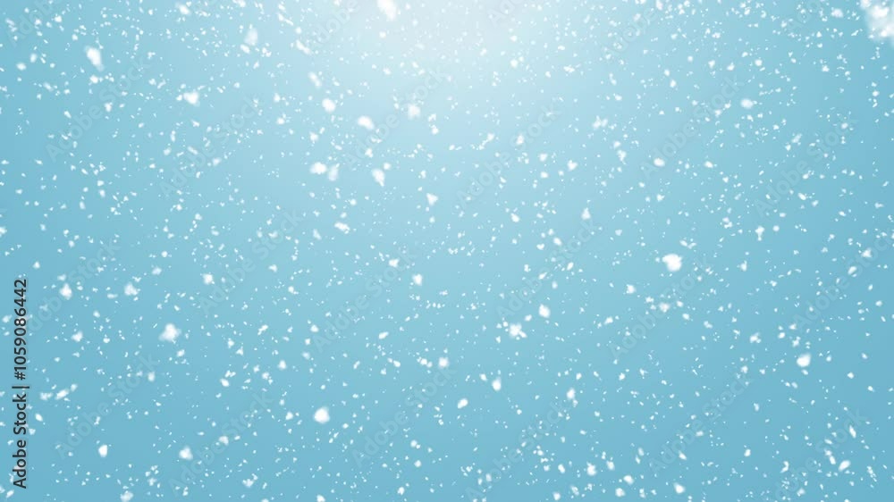 Calm falling snow flakes winter background. 4K seamless looping Christmas light background	