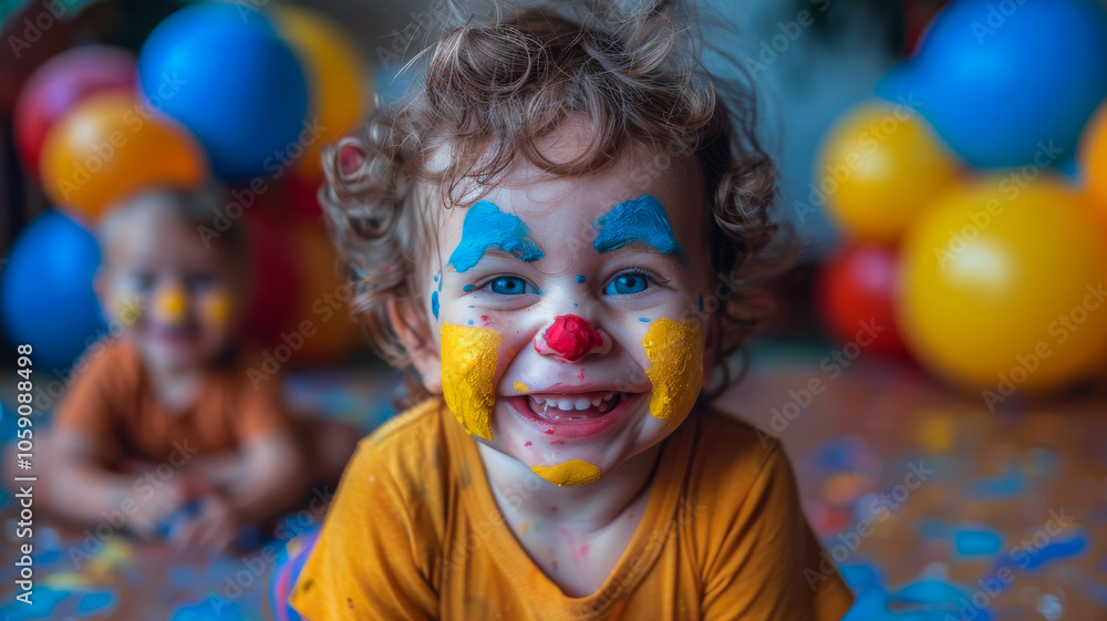 Playful Interaction of Toddlers with Face Paint Playful Interaction of Toddlers with Face Paint