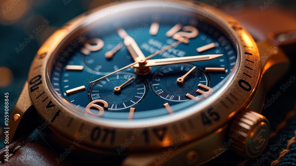 Fototapeta premium Close-Up of High-End Wristwatch with Luxurious Ambient Lighting