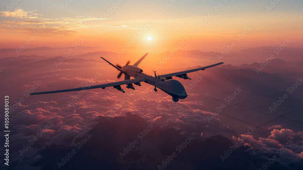 Naklejka premium The Modern Combat Drone