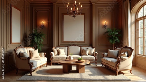 Sophisticated Antique-Inspired Living Room with Cozy Atmosphere