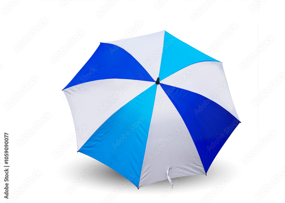 white and blue umbrella isolated on white background. This has clipping path white and blue umbrella isolated on white background. This has clipping path
