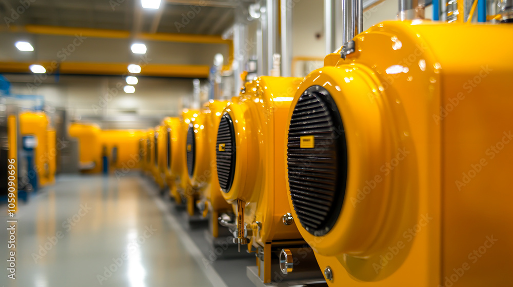 Fototapeta premium Industrial Equipment with Bright Yellow Features