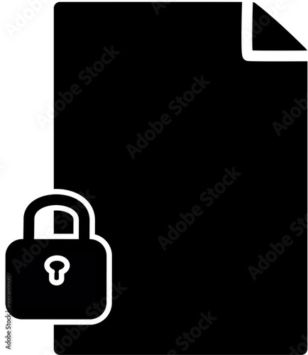 Document file security icon.  Document with lock  vector icon. Replaceable vector design.