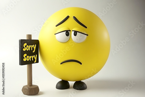 Sad Yellow Character Holding 