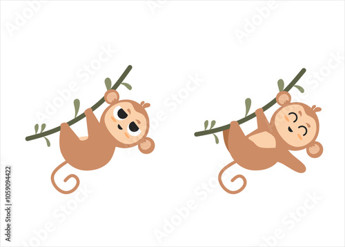 cute monkey with two emotion