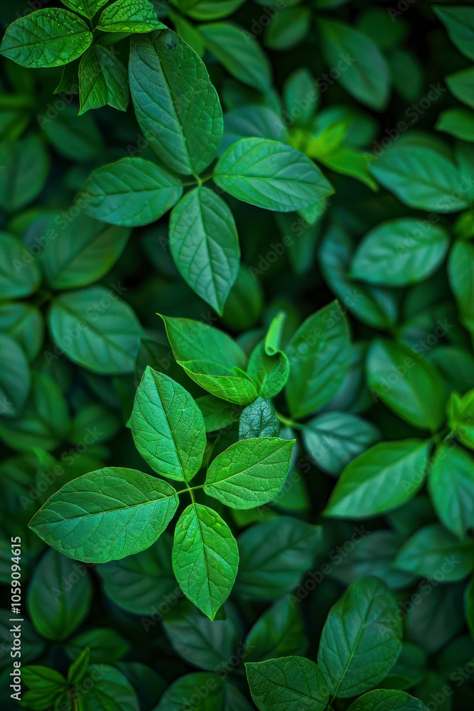 Vertical Green leaves background. Green leaves color tone dark in the morning. Vertical Green leaves background. Green leaves color tone dark in the morning.