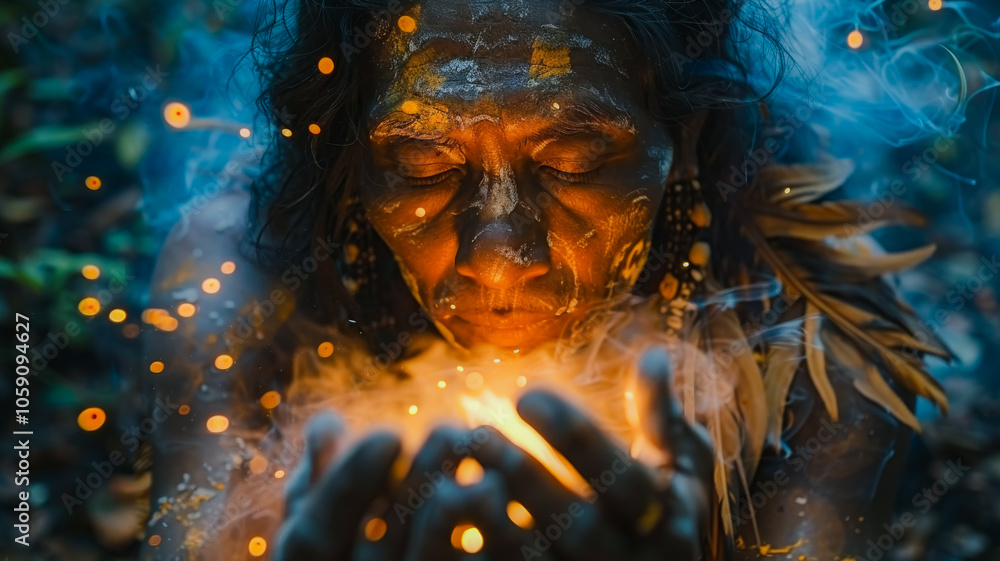 Shaman Performing a Ritual in the Rainforest Shaman Performing a Ritual in the Rainforest