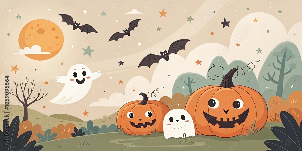 minimalist cute cartoon halloween background minimalist cute cartoon halloween background