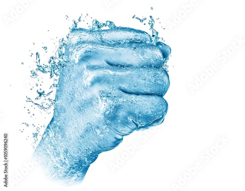 Water fist symbolizing impact and powerful fluidity.