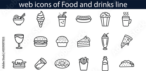 Web Icons of Food and Drinks Line Art