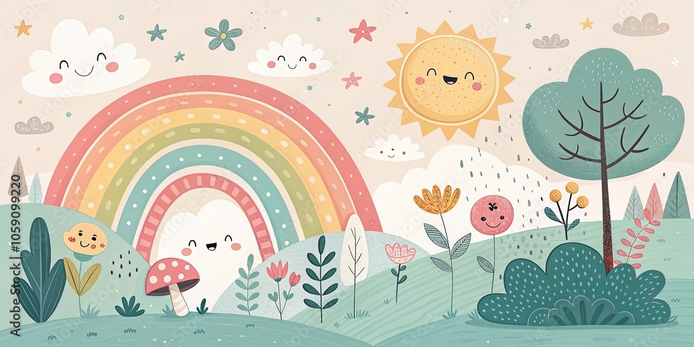 Obraz premium minimalist cute cartoon funny background