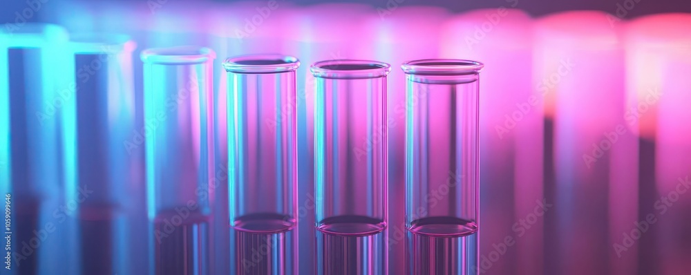 Futuristic chemical lab with glowing neon liquids in test tubes, chemical laboratory, sci-fi research environment Futuristic chemical lab with glowing neon liquids in test tubes, chemical laboratory, sci-fi research environment