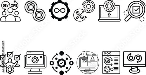DevOps methodology and software development icon collection