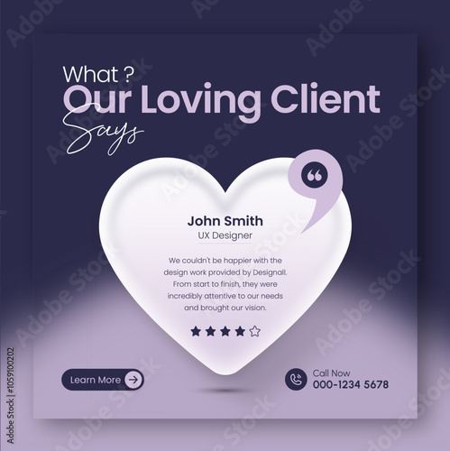 Customer feedback testimonial social media post web banner template	
