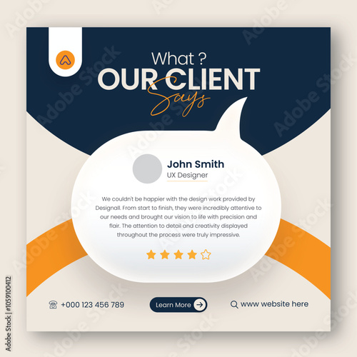 Customer feedback testimonial social media post web banner template	
