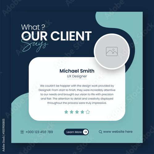 Customer feedback testimonial social media post web banner template	
