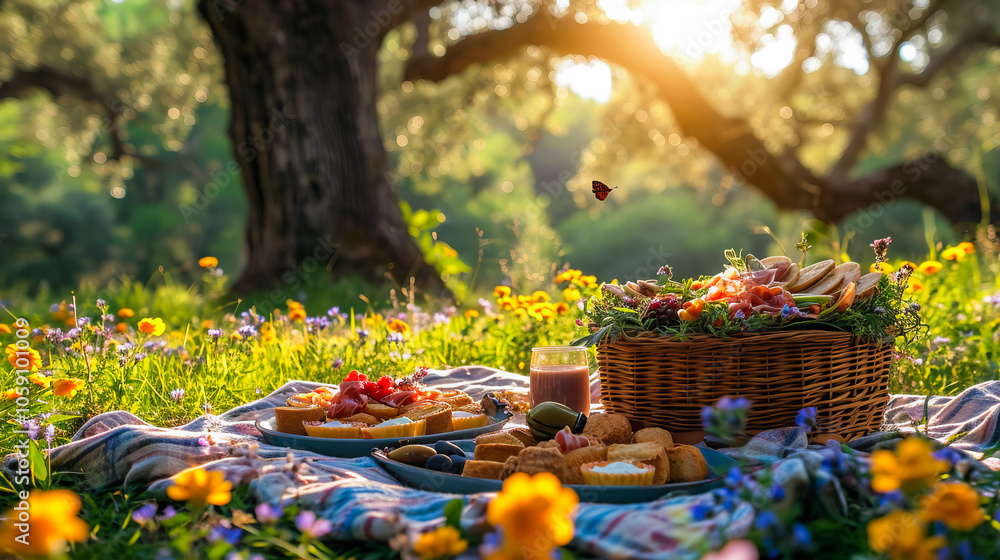 Picnic in the Garden. Fresh Food in the Summer Picnic in the Garden. Fresh Food in the Summer